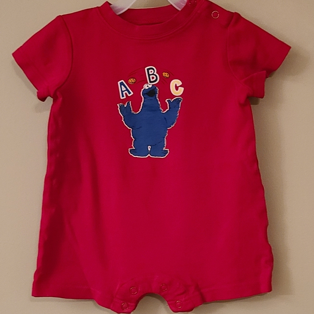 Red Cookie Monster short romper